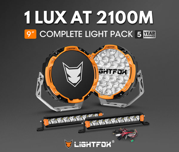 LIGHTFOX 9 inch Osram LED Driving Lights + 8 inch LED Light Pods w/ Wiring Kit