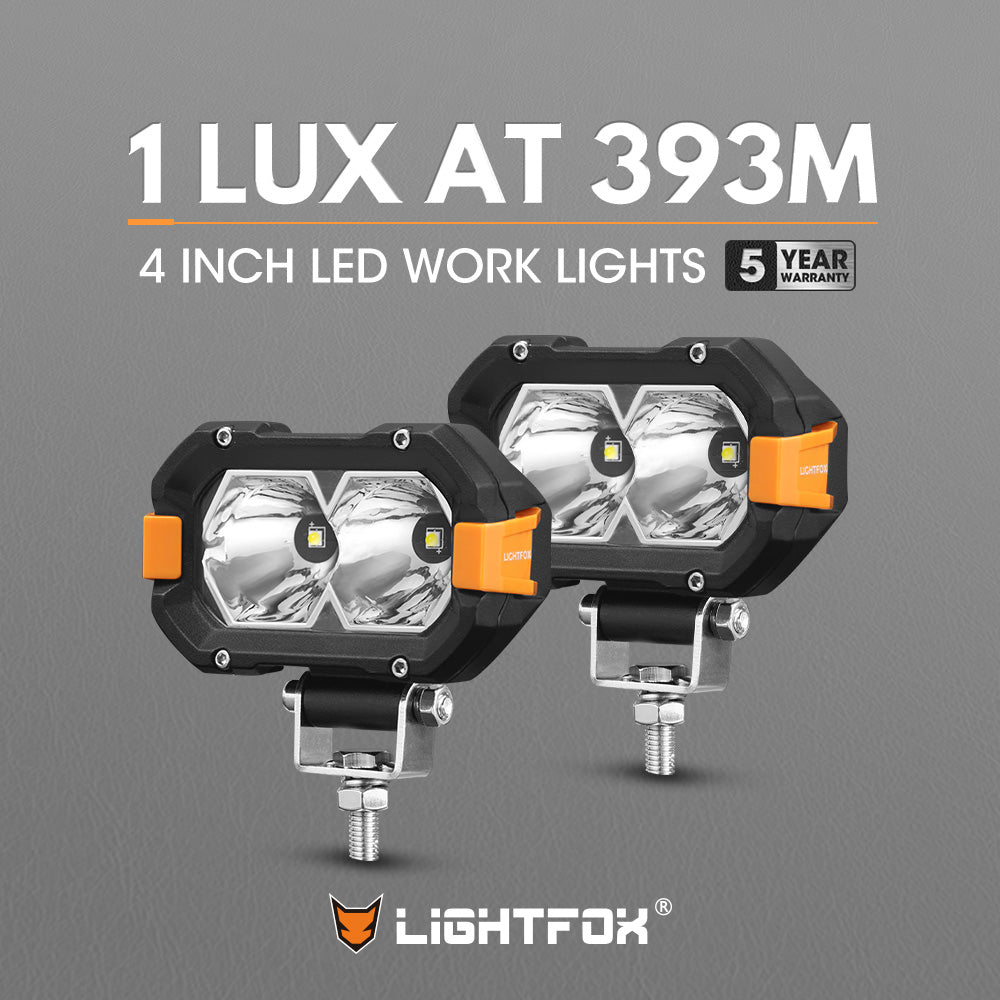 Pair 4inch Osram LED Work Lights 1Lux 393m 4 600Lumens lightfoxau