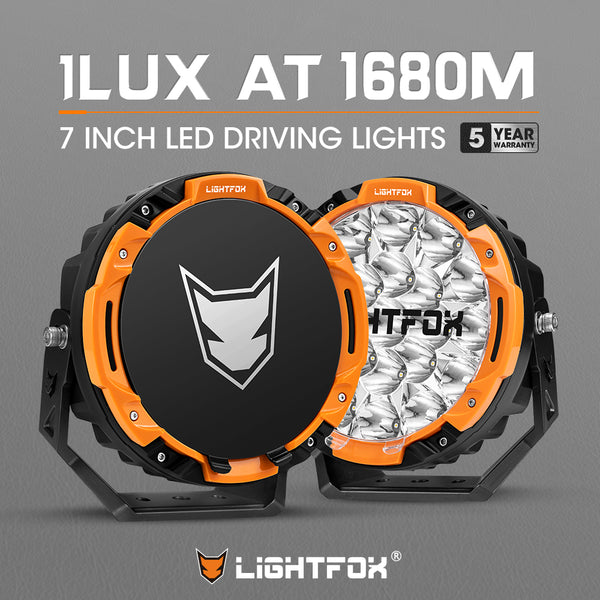 LIGHTFOX 7 inch Osram LED Driving Lights 1Lux @ 1,680m 13,600Lumens