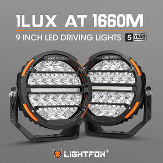 Lightfox Pair 9" Osram LED Driving Lights Round Spotlight Spot DRL Headlight