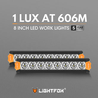 Vega Series Pair 8inch Osram LED Light Bar 1Lux @ 606m 8,856 Lumens